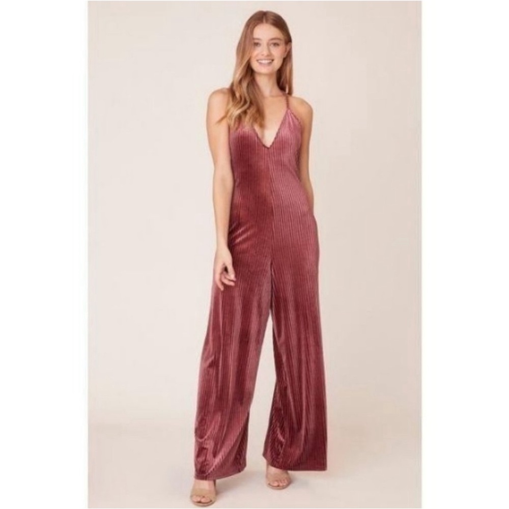 Jack by BB Dakota Magic Touch Velvet Wide Leg Ribbed Jumpsuit